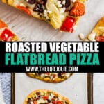 Need a good, meatless dinner or appetizer? This Roasted Vegetable Flatbread delivers! It's super easy to throw together and tastes fantastic.