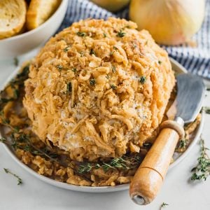 This French Onion Cheese Ball is a delicious savory appetizer that is sure to impress all your friends. It's also super easy to whip up!