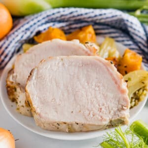 This baked Citrus and Fennel Pork Loin recipe is an extremely easy way to impress a crowd. After only a few minutes of prepping, you put it in the oven oven for a pork loin roast that’s tender, juicy and bursting with flavor! This is perfect for the holidays!