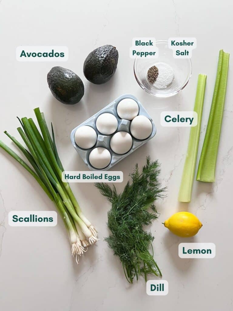 An overhead image of all the recipe ingredients before they're combined.