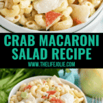This Crab Macaroni Salad recipe is the perfect way to make a traditional macaroni salad extra special! A creamy, delicious mac salad with crunchy celery, onions and meaty chunks of crab meat (or imitation crab meat). You'll want to make this family favorite again and again!