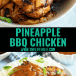 Grilled Pineapple BBQ Chicken is an easy and delicious dinner that's perfect for busy summer weeknights! You can use any cut of chicken you'd like- chicken thighs, chicken breast or a combo. This 4 ingredient grilled chicken with an easy marinade will have everyone fighting for seconds.