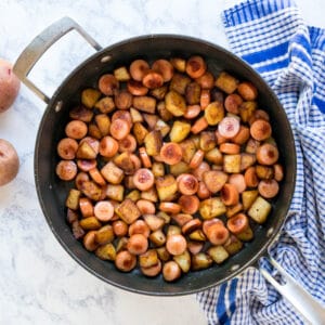 As a little throw back to one of my childhood recipes, I'm sharing how to make hot dogs and fried potatoes. This quick and easy dinner is a simple go-to, especially because it's kid friendly!