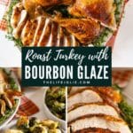 A collage of images featuring Brown Sugar Bourbon Glazed Turkey