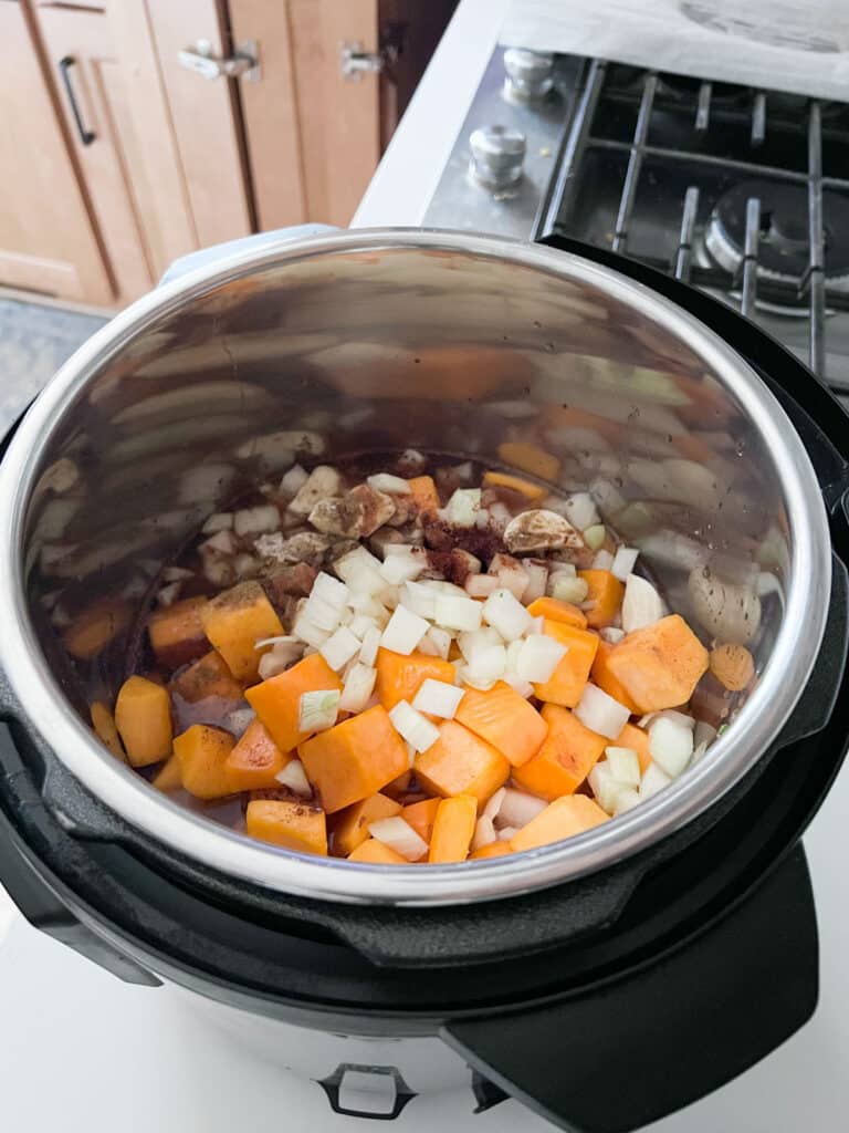 Ingredients in an Instant Pot.