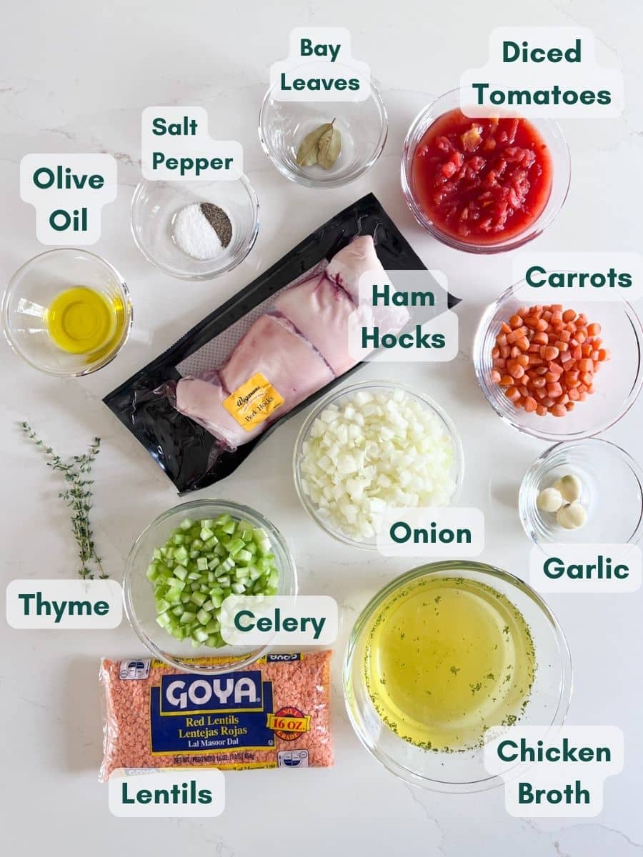 An overhead image of labeled ingredients for this recipe.