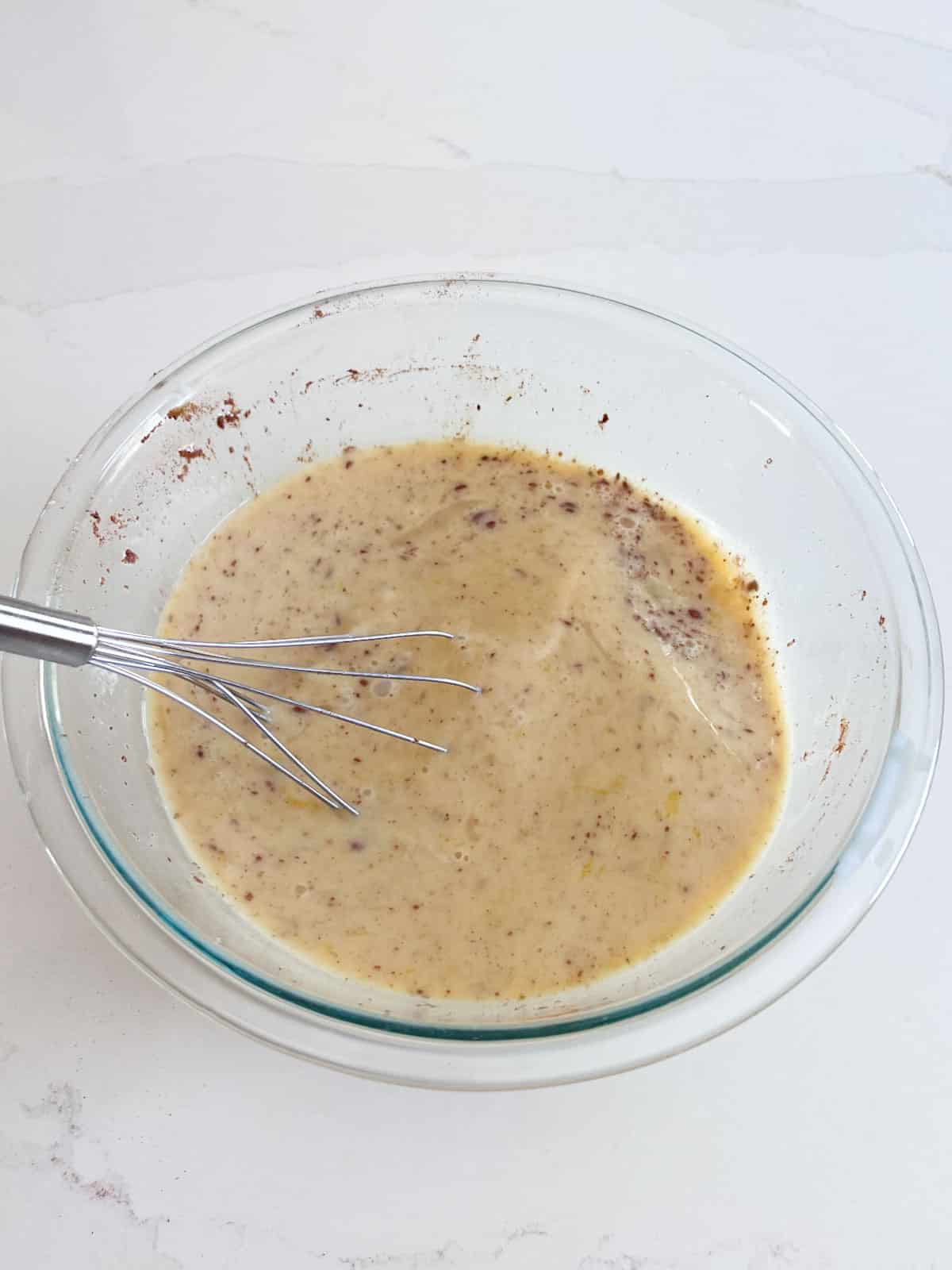 Custard ingredients mixed together.