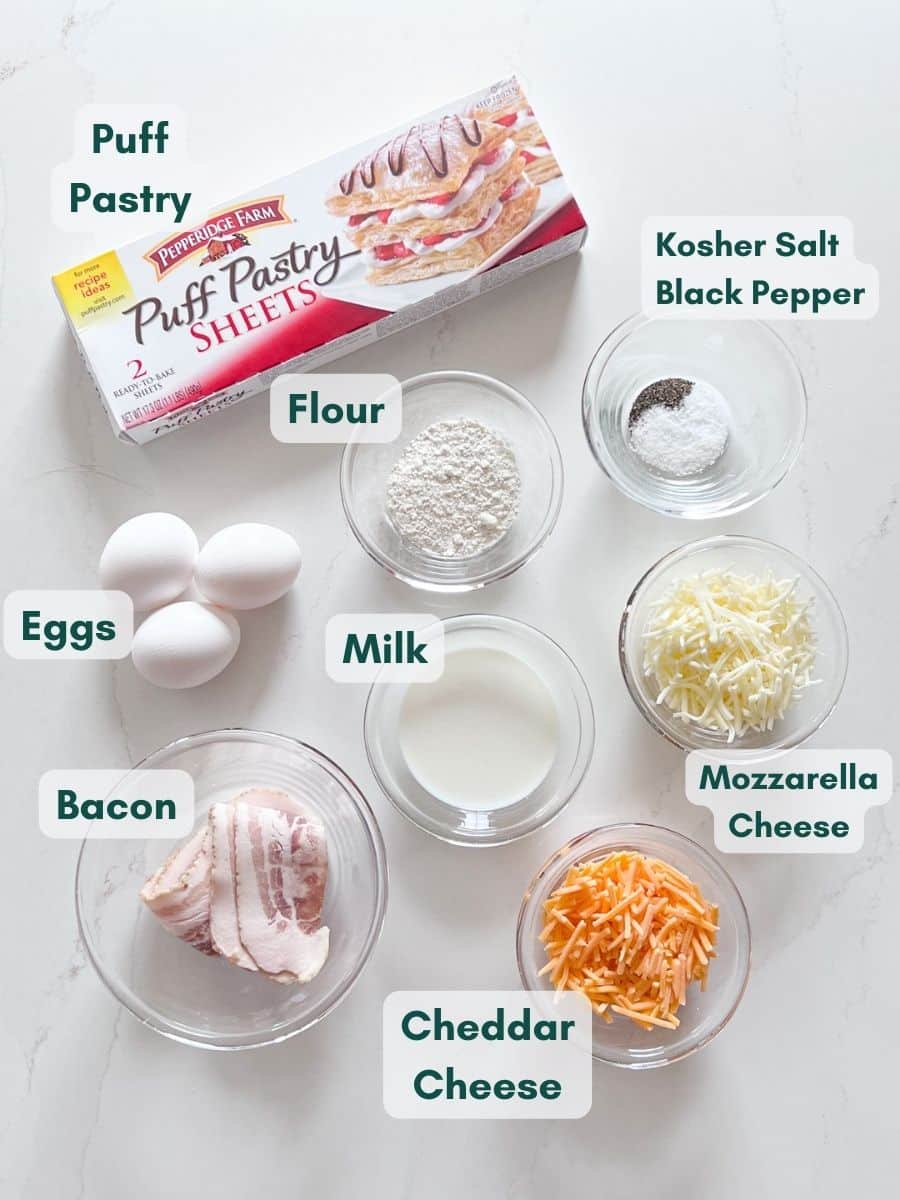 An overhead image of labeling ingredients for this recipe.