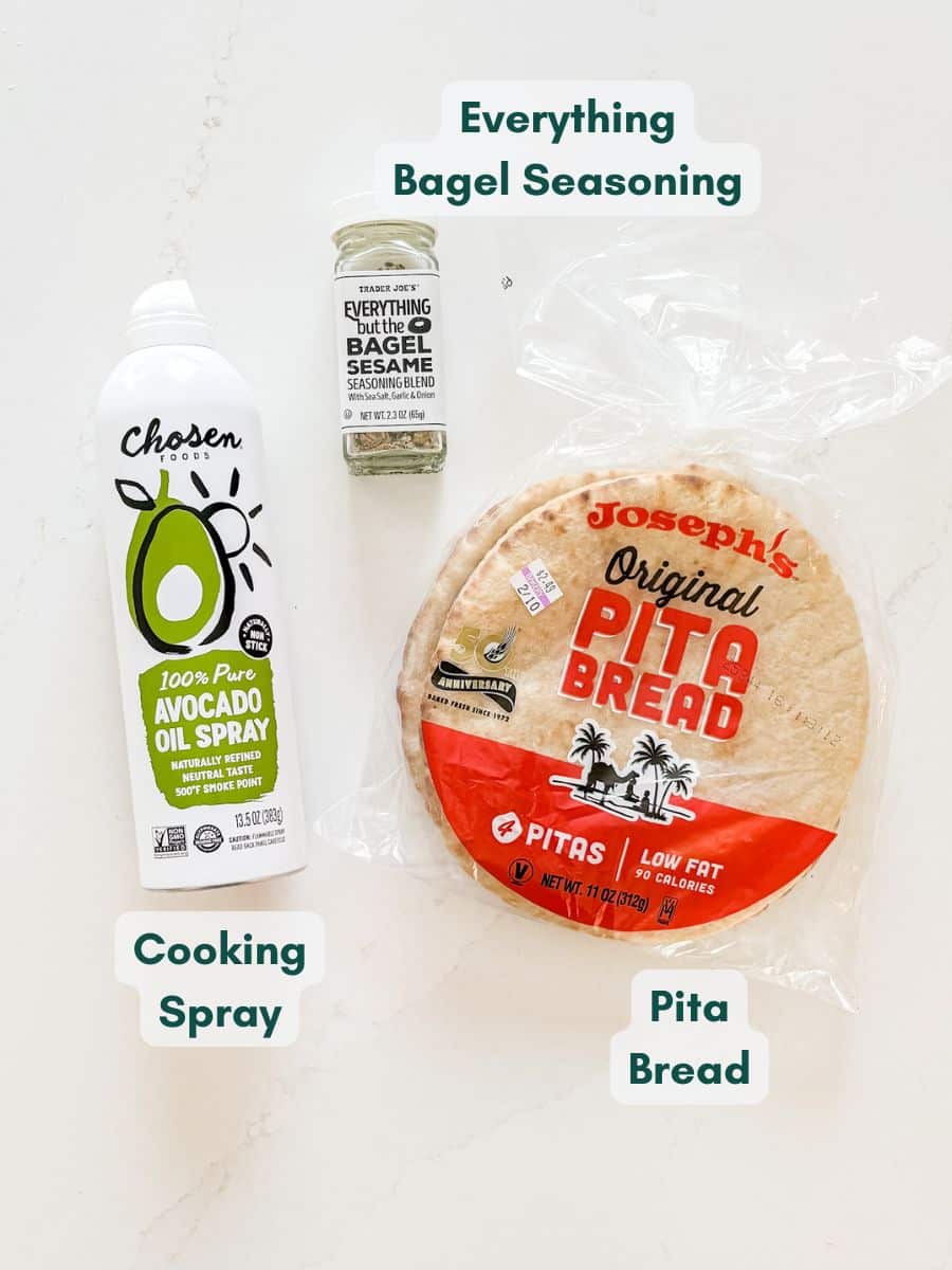 An overhead image of labeled recipe ingredients.