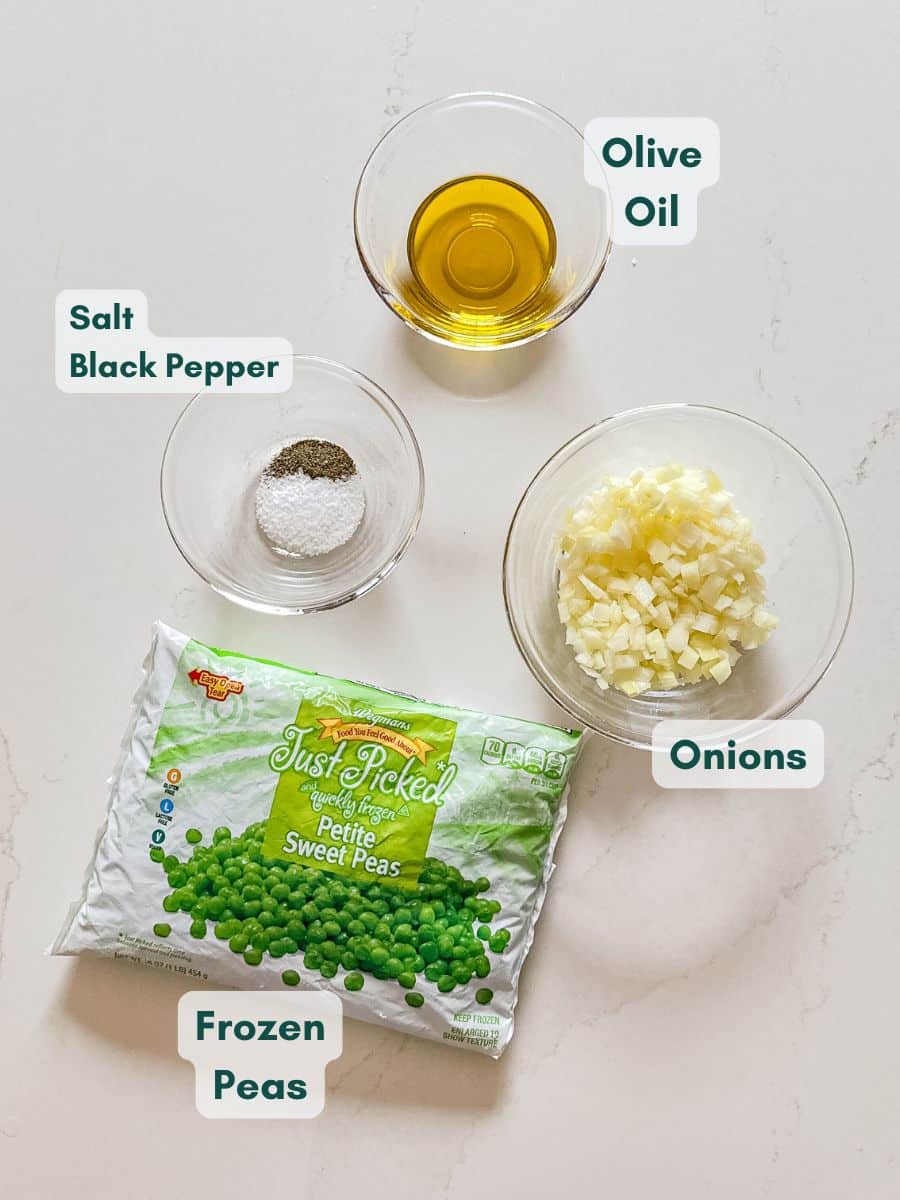 An overhead image of labeled recipe ingredients.
