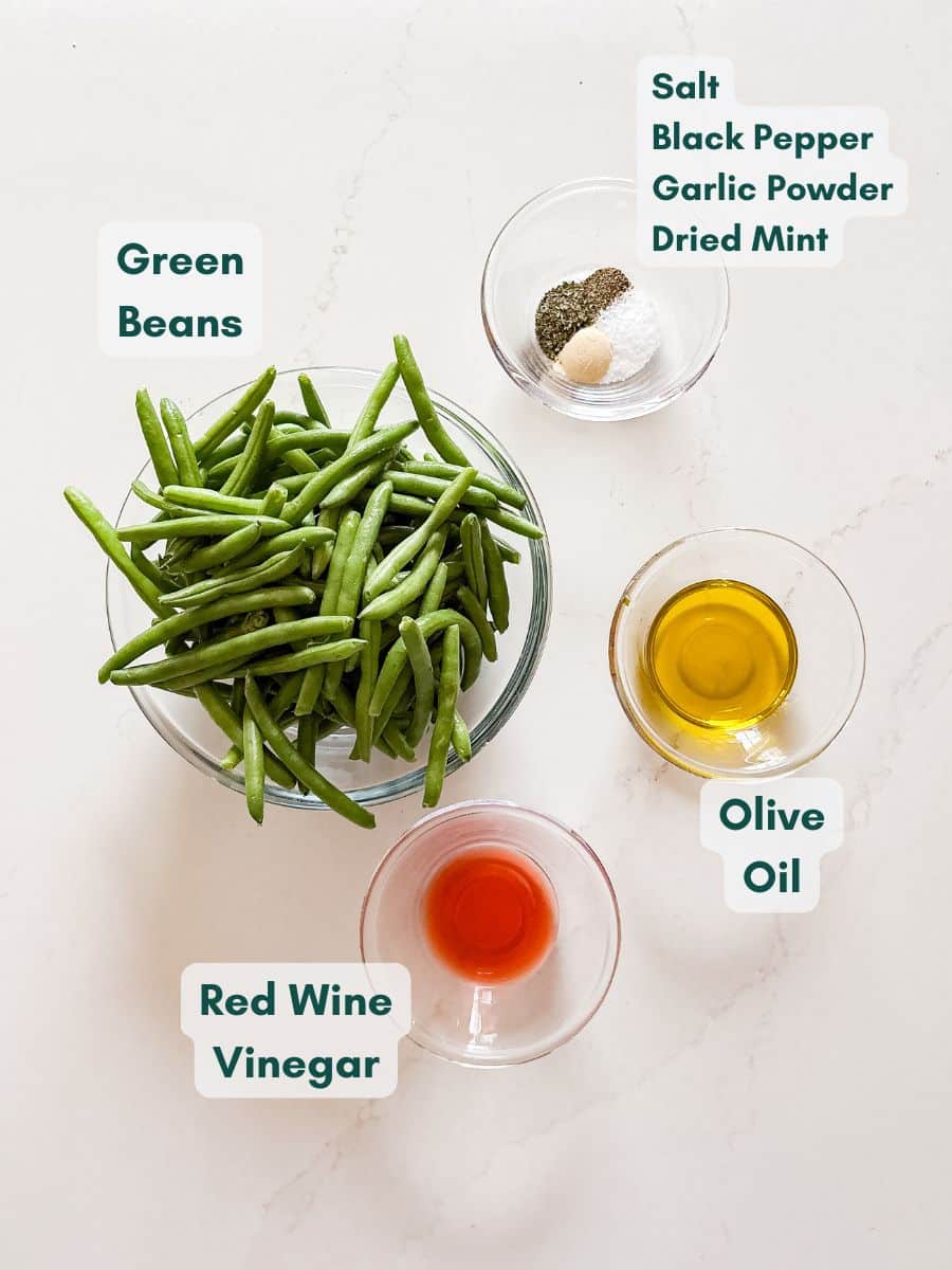 An overhead image of labeled recipe ingredients.