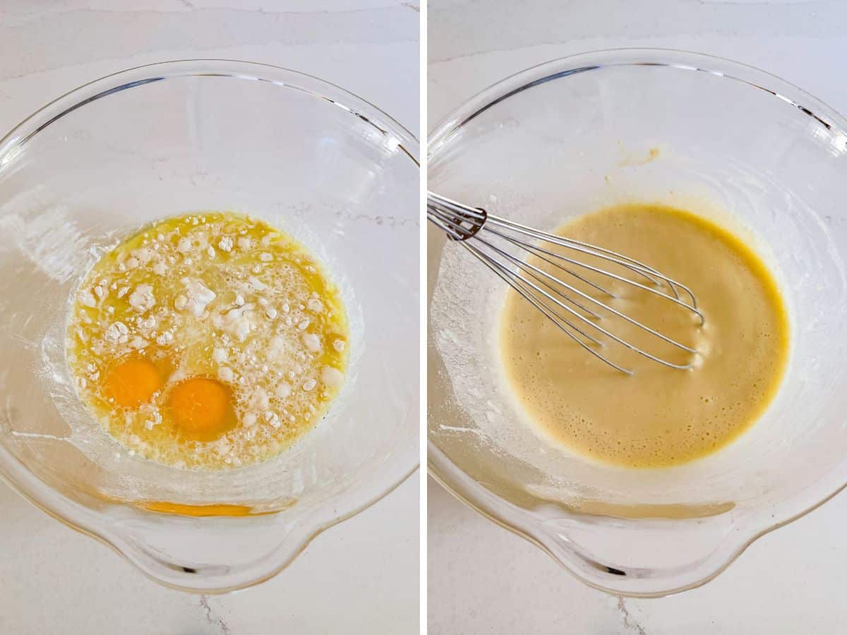 Batter ingredients and then all mixed together to a smooth batter.